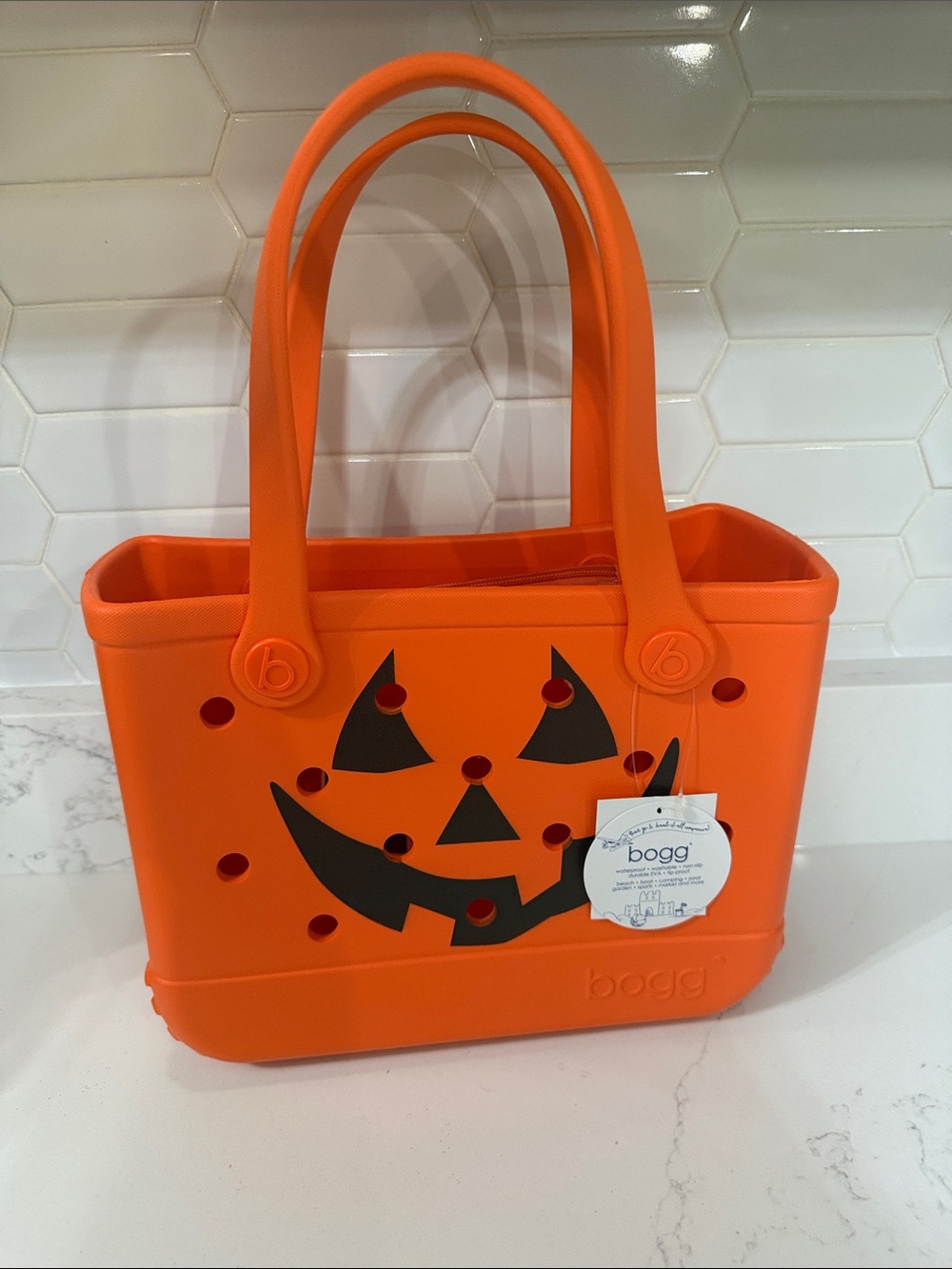 BOGG BAG Orange Pumpkin Face Tote